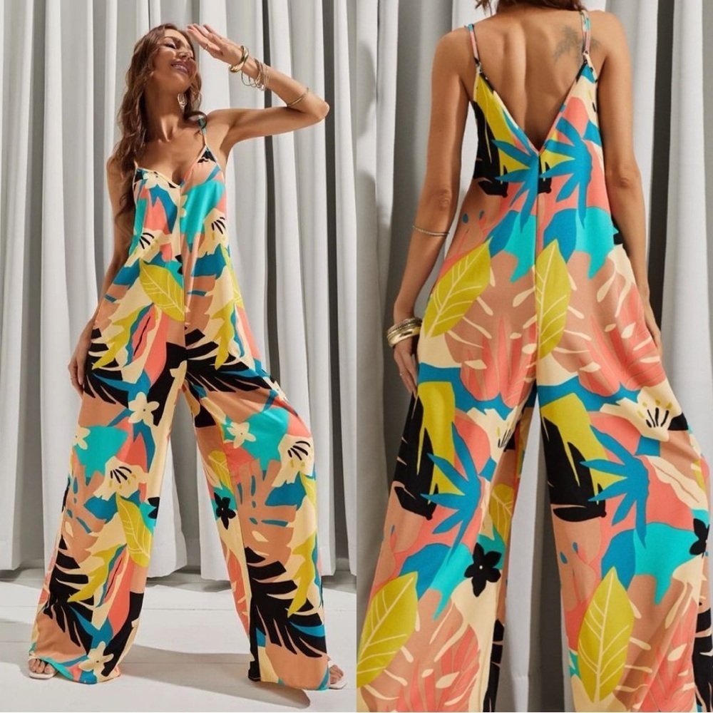 LUUKSE Tropical Print wide-leg jumpsuit Size: Small